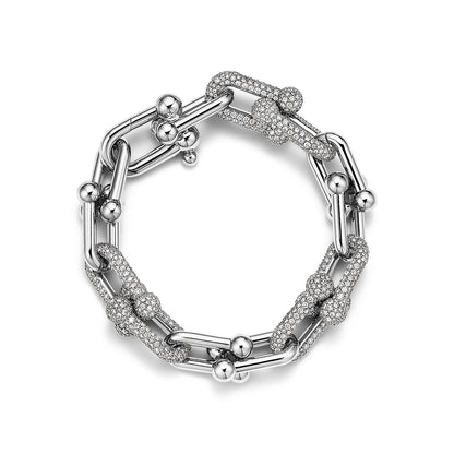 LARGE LINK BRACELET IN WHITE GOLD WITH DIAMONDS