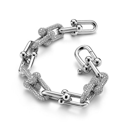 LARGE LINK BRACELET IN WHITE GOLD WITH DIAMONDS