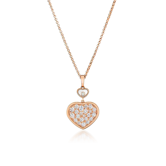 [LUXE]HAPPY HEART NECKLACE PINK GOLD FULL DIAMOND