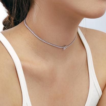 [LUXE]1.0 carat Unique Pear Cut Tennis Necklace