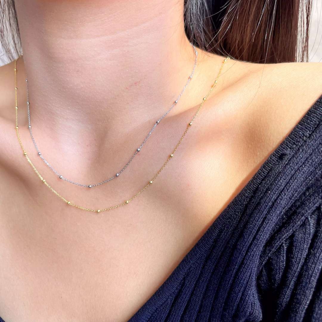 [LUXE]Small Bead Clavicle Chain Simple Necklace