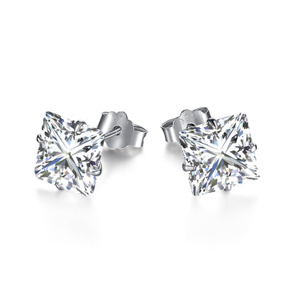 [LUXE]Stylish Shiny Square Center Stone Stud Earrings