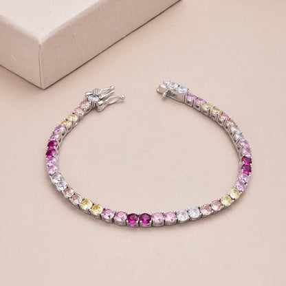 [LUXE]Radiant Colorful Round Cut Tennis Bracelet