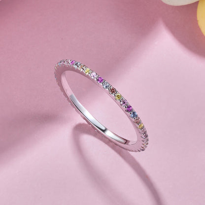 [LUXE]Ornate Colorful Round Cut Tennis Ring