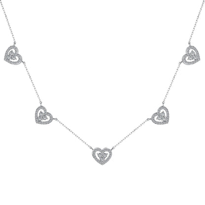 [LUXE]Sparkling Five Heart Necklace