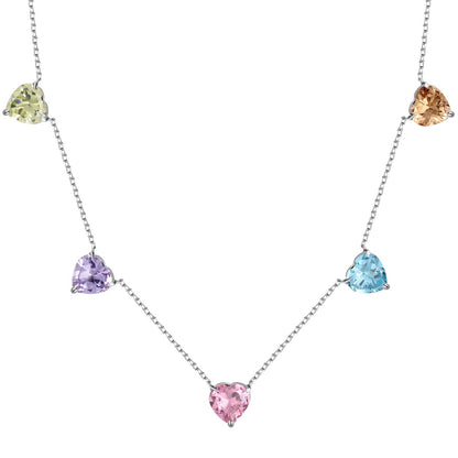 [LUXE]Sparkling Colorful Heart Cut Necklace