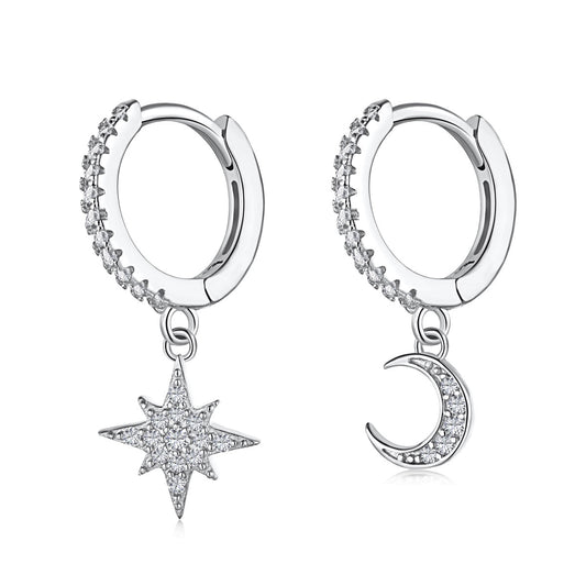 [LUXE]Star and Moon Asymmetric Earrings