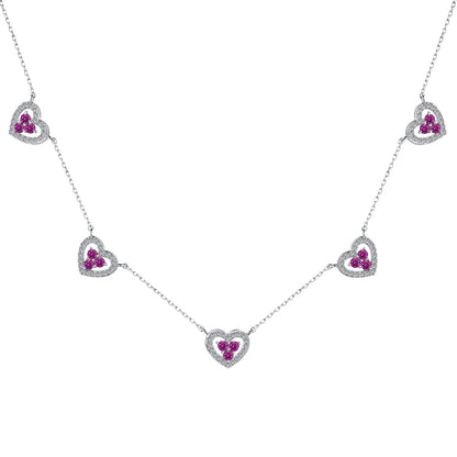 [LUXE]Sparkling Five Heart Necklace