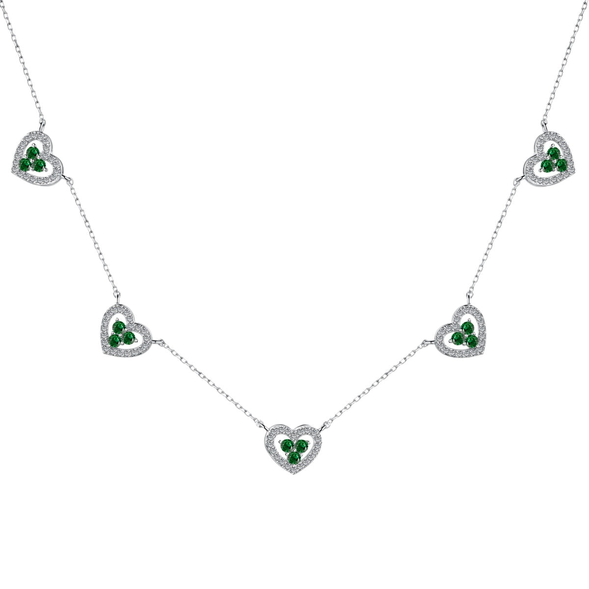 [LUXE]Sparkling Five Heart Necklace