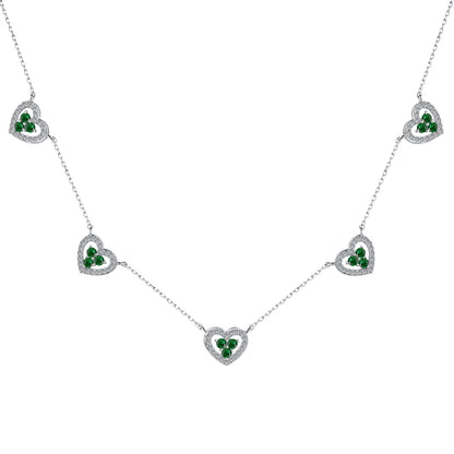 [LUXE]Sparkling Five Heart Necklace