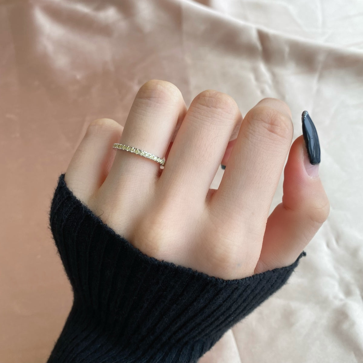 [LUXE]Delicate Sparkling Round Cut Daily Ring