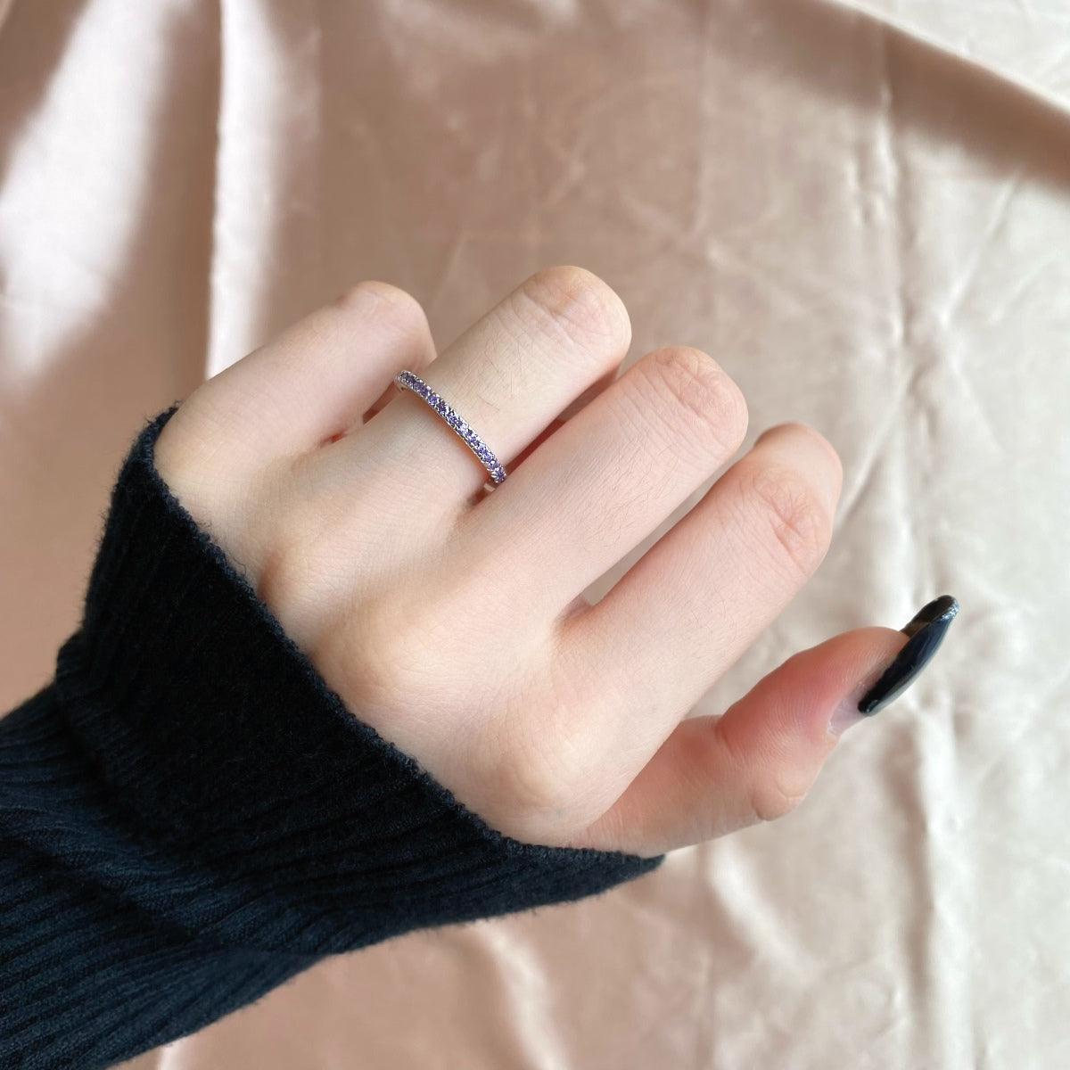 [LUXE]Delicate Sparkling Round Cut Daily Ring