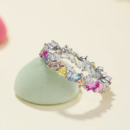 [LUXE]Dazzling Polychromatic Multi cut Daily Ring