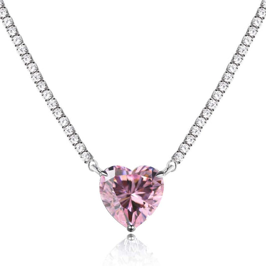 [LUXE]8.0 Carat Versatile Colorful Sweet Heart-Shaped Tennis Necklace