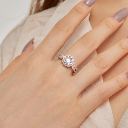 [LUXE]Delicate Colorful Round Cut Flower Shape Wedding Ring