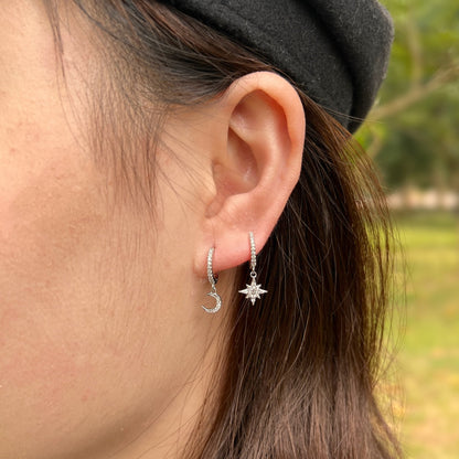 [LUXE]Star and Moon Asymmetric Earrings