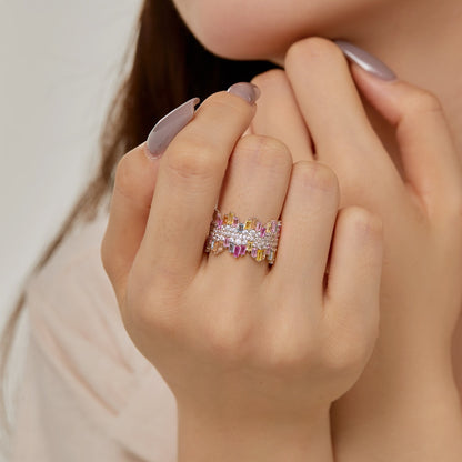 [LUXE]Luxurious Colorful Radiant Cut Daily Ring