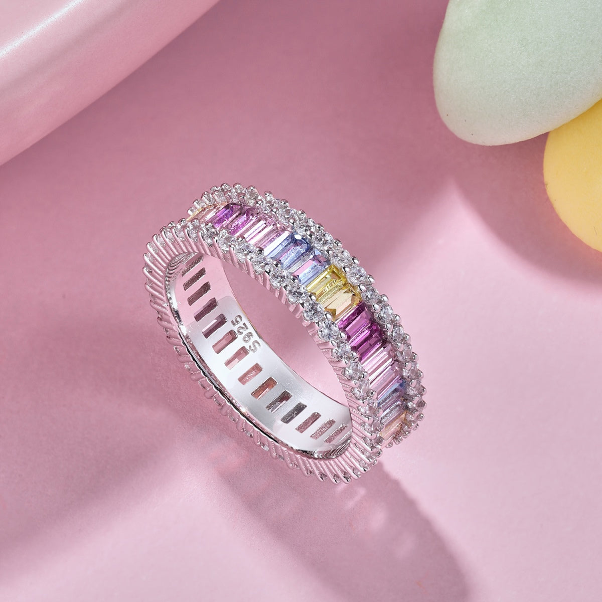 [LUXE]Dainty Kaleidoscopic Emerald Cut Daily Ring