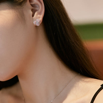 [LUXE]Ornate Flower Shape Pear Cut Lover Earrings