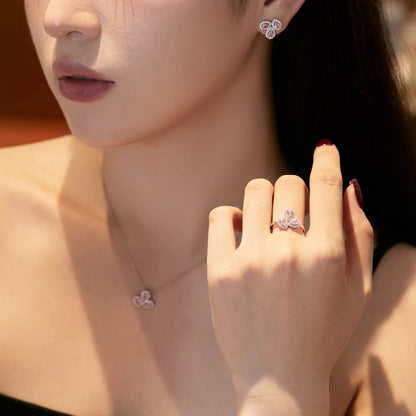 [LUXE]Ornate Flower Shape Pear Cut Lover Earrings