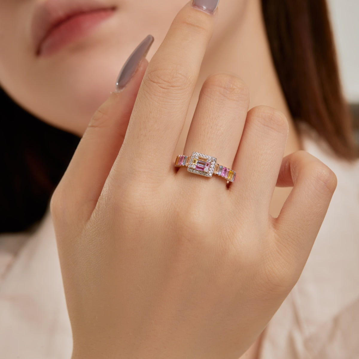 [LUXE]Exquisite Colorful Radiant Cut Party Ring