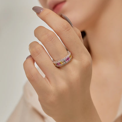 [LUXE]Dainty Colorful Radiant Cut Daily Ring