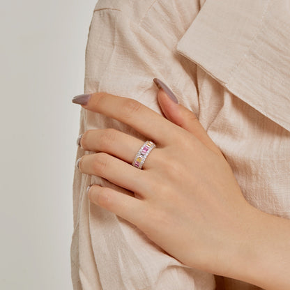 [LUXE]Dainty Colorful Radiant Cut Daily Ring