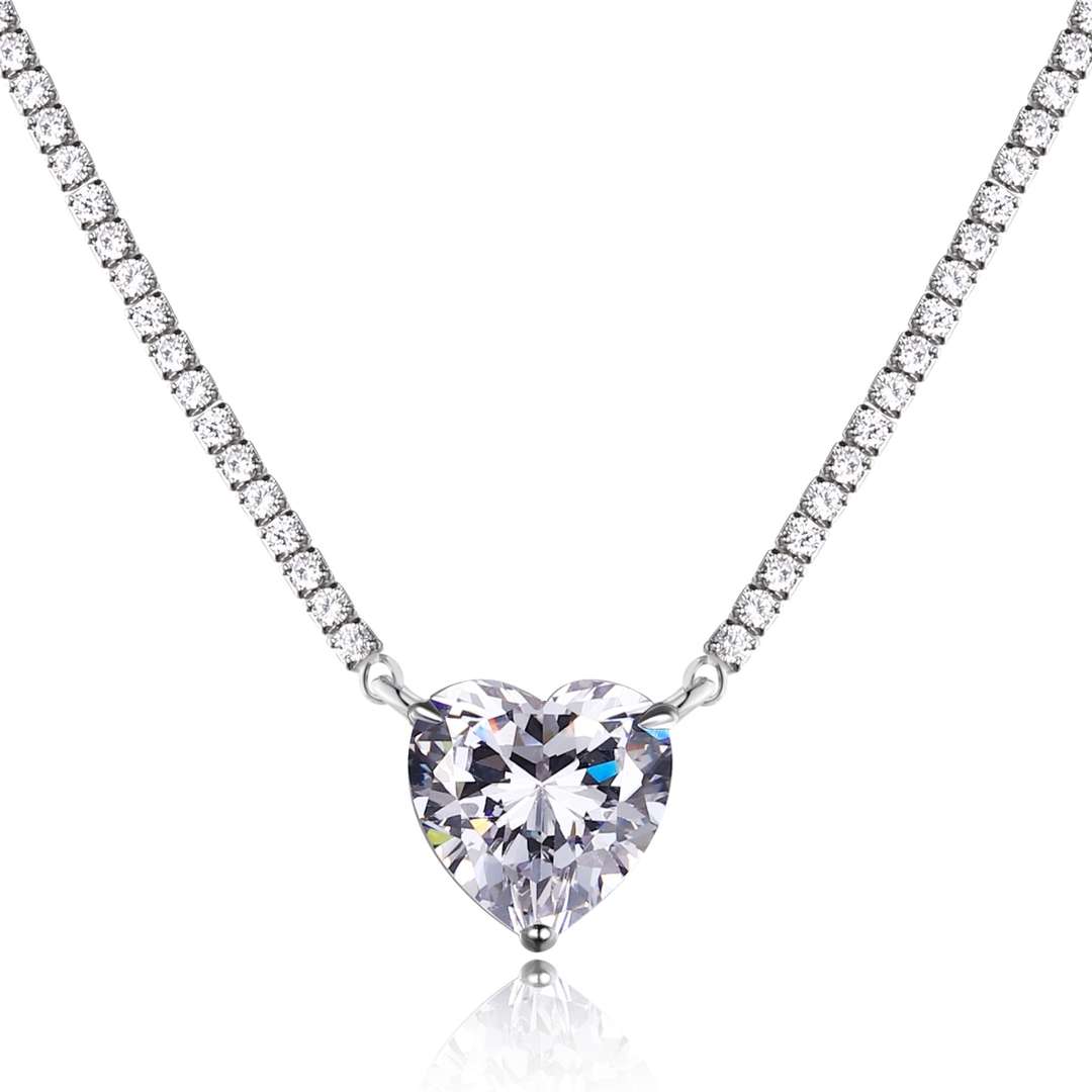 [LUXE]8.0 Carat Versatile Colorful Sweet Heart-Shaped Tennis Necklace