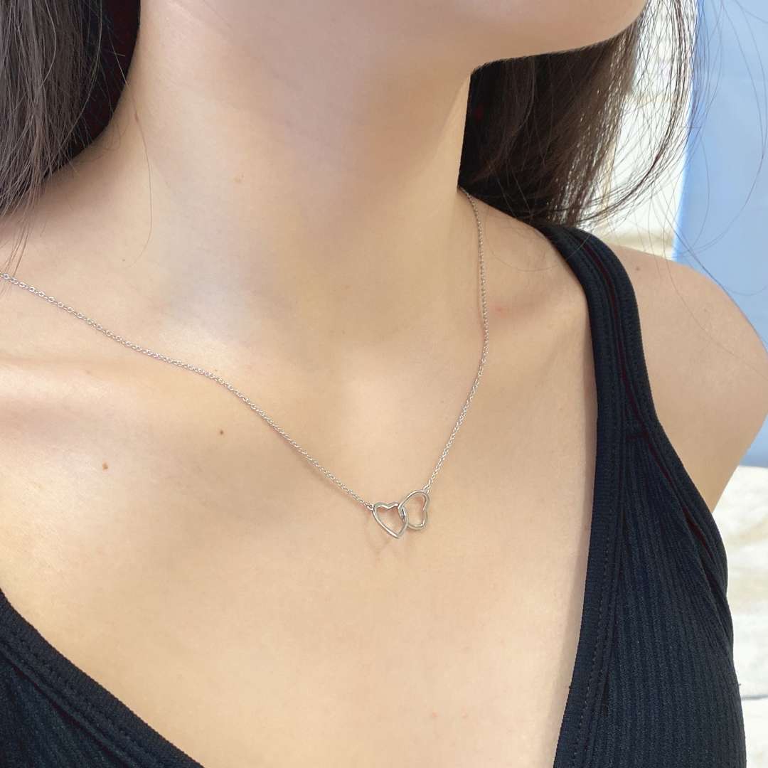 [LUXE]Sterling Silver Love Double Ring Necklace