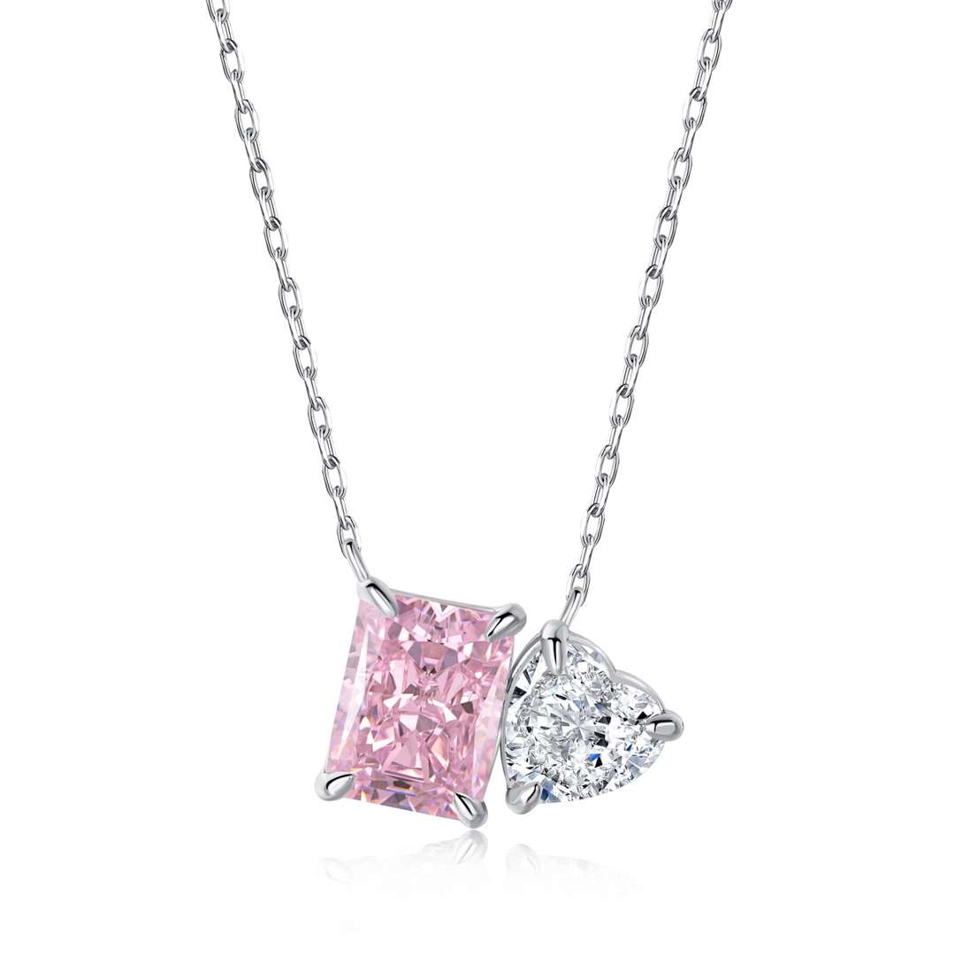 [LUXE]Dazzling Square & Heart Shape Necklace