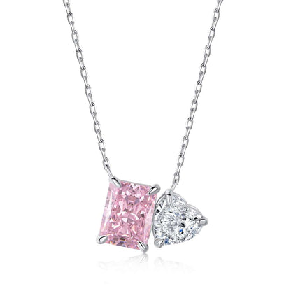 [LUXE]Dazzling Square & Heart Shape Necklace