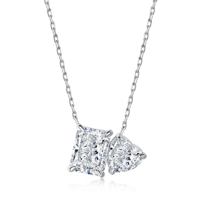 [LUXE]Dazzling Square & Heart Shape Necklace