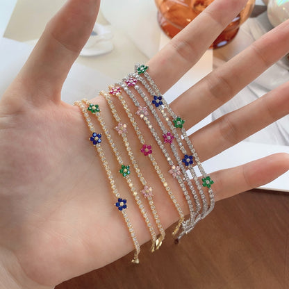 [LUXE]Sparkling Flower Shape Tennis Bracelet