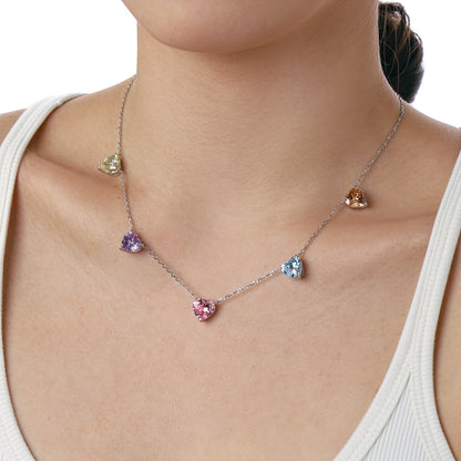 [LUXE]Sparkling Colorful Heart Cut Necklace