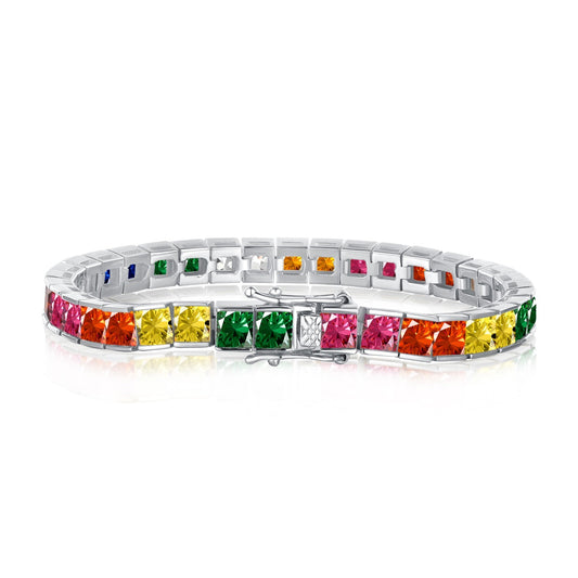 [LUXE]Radiant Colorful Princess Cut Tennis Bracelet