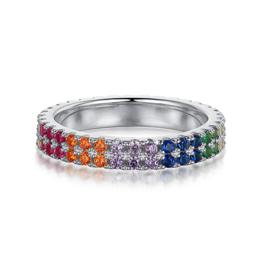 [LUXE]Unique Colorful Round Cut Tennis Ring