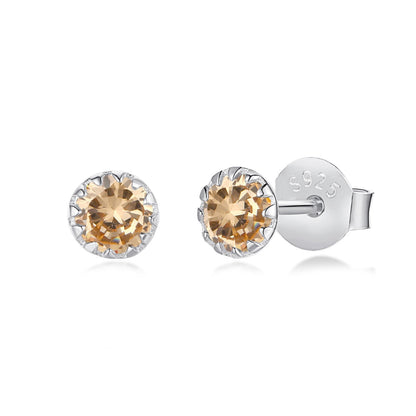 [LUXE]Sparkling Colorful Round Shape Earrings