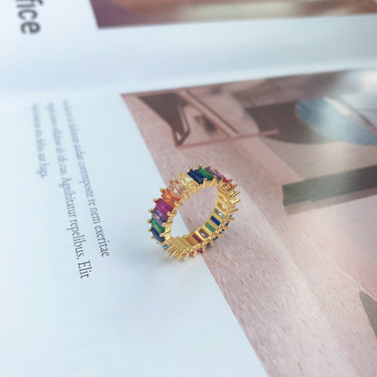 [LUXE]Unique Colorful Radiant Cut RIng