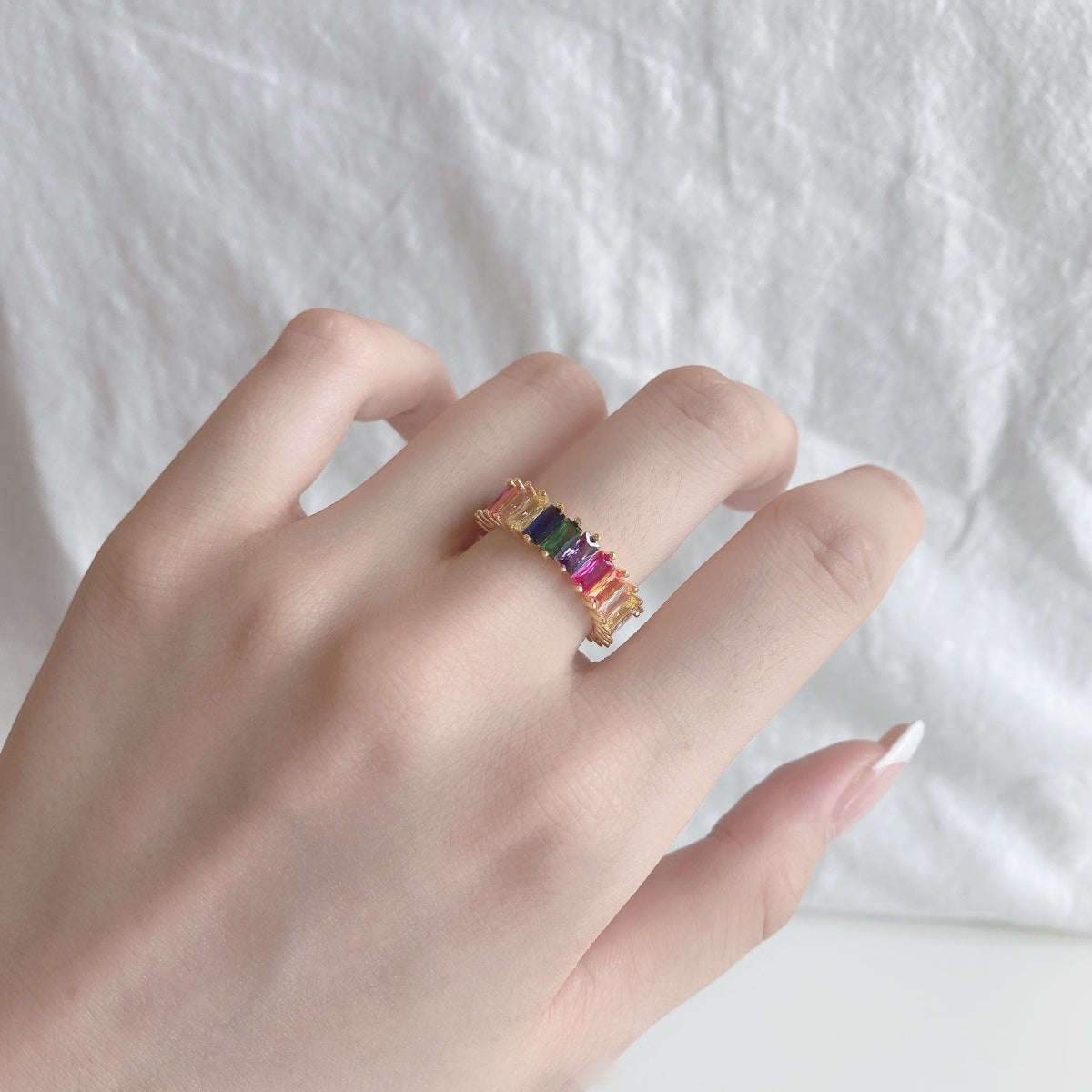 [LUXE]Unique Colorful Radiant Cut RIng