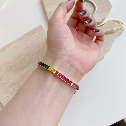 [LUXE]Radiant Colorful Princess Cut Tennis Bracelet