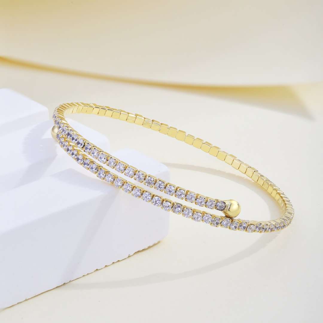 [LUXE]Row of Diamonds Round Fashion Bracelet