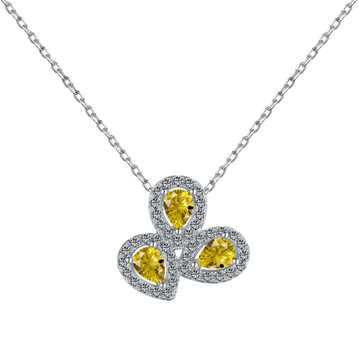 [LUXE]Elegant Flower Shape Pear Cut Necklace