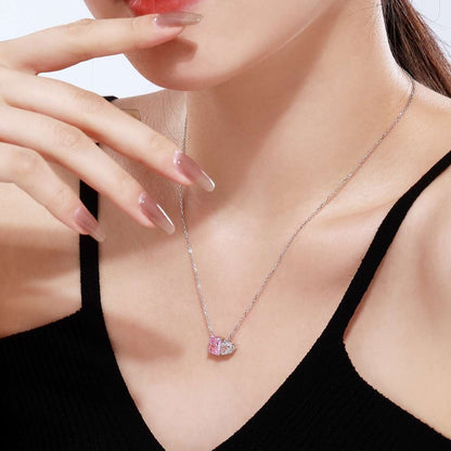 [LUXE]Dazzling Square & Heart Shape Necklace