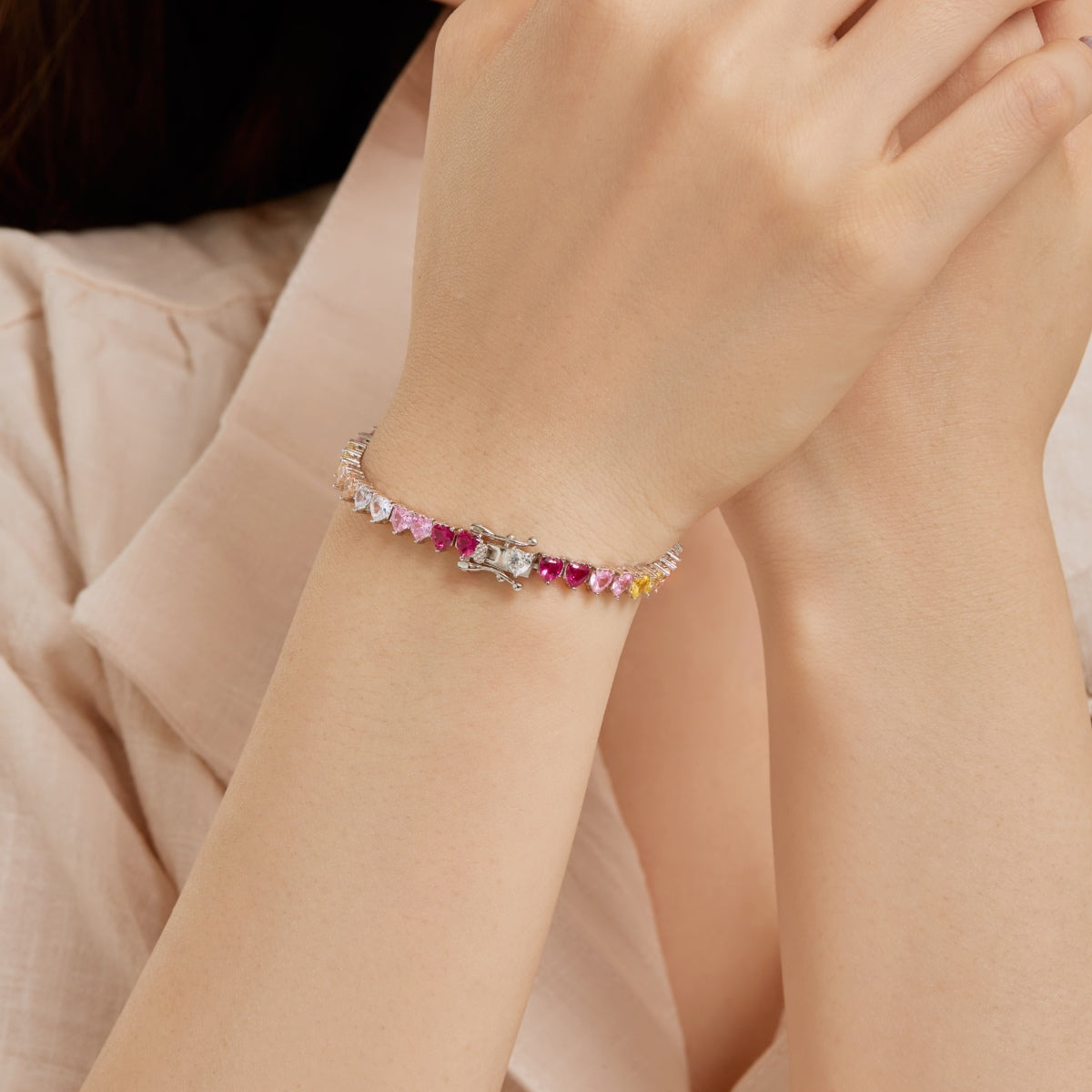 [LUXE]Luxurious Colorful Romantic Heart Shape Lover Bracelet