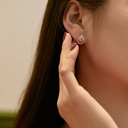 [LUXE]Sparkling Delicate Water Drop Shape Daily Earrings