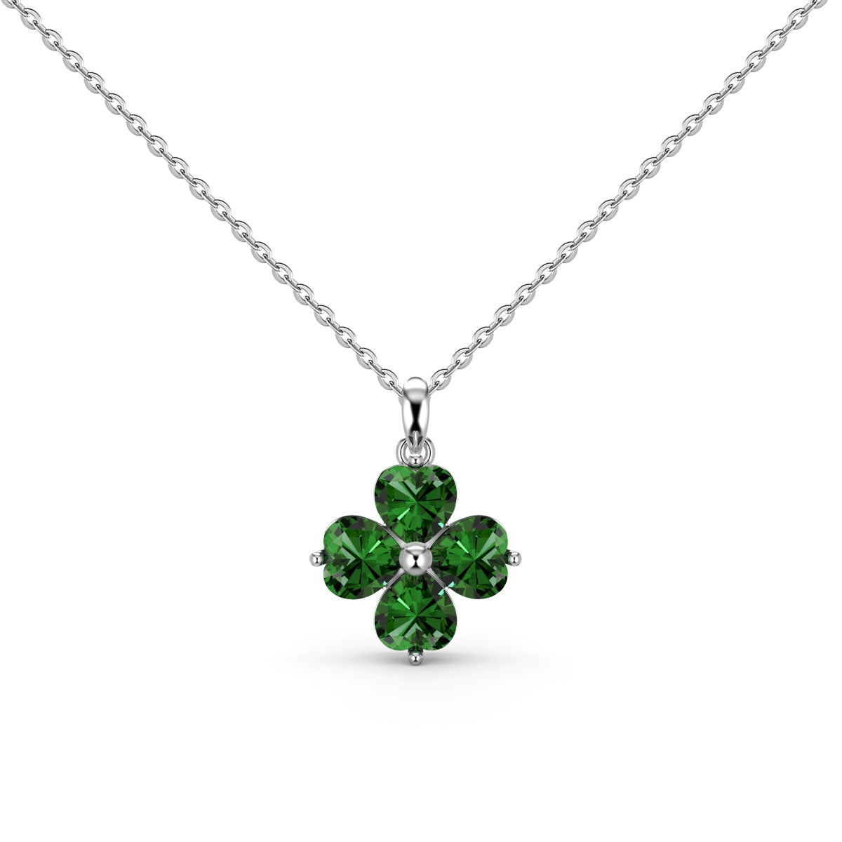 [LUXE]Heart-Shaped Four-Leaf Clover Bead Necklace