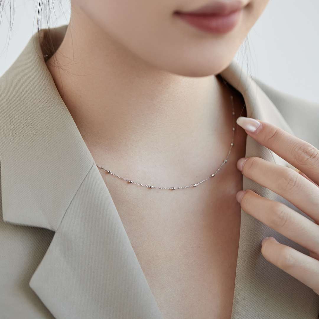 [LUXE]Small Bead Clavicle Chain Simple Necklace