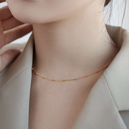 [LUXE]Small Bead Clavicle Chain Simple Necklace