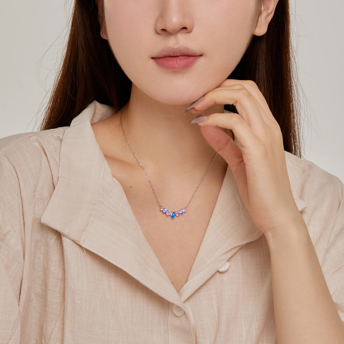 [LUXE]Dainty Colorful Heart Necklace