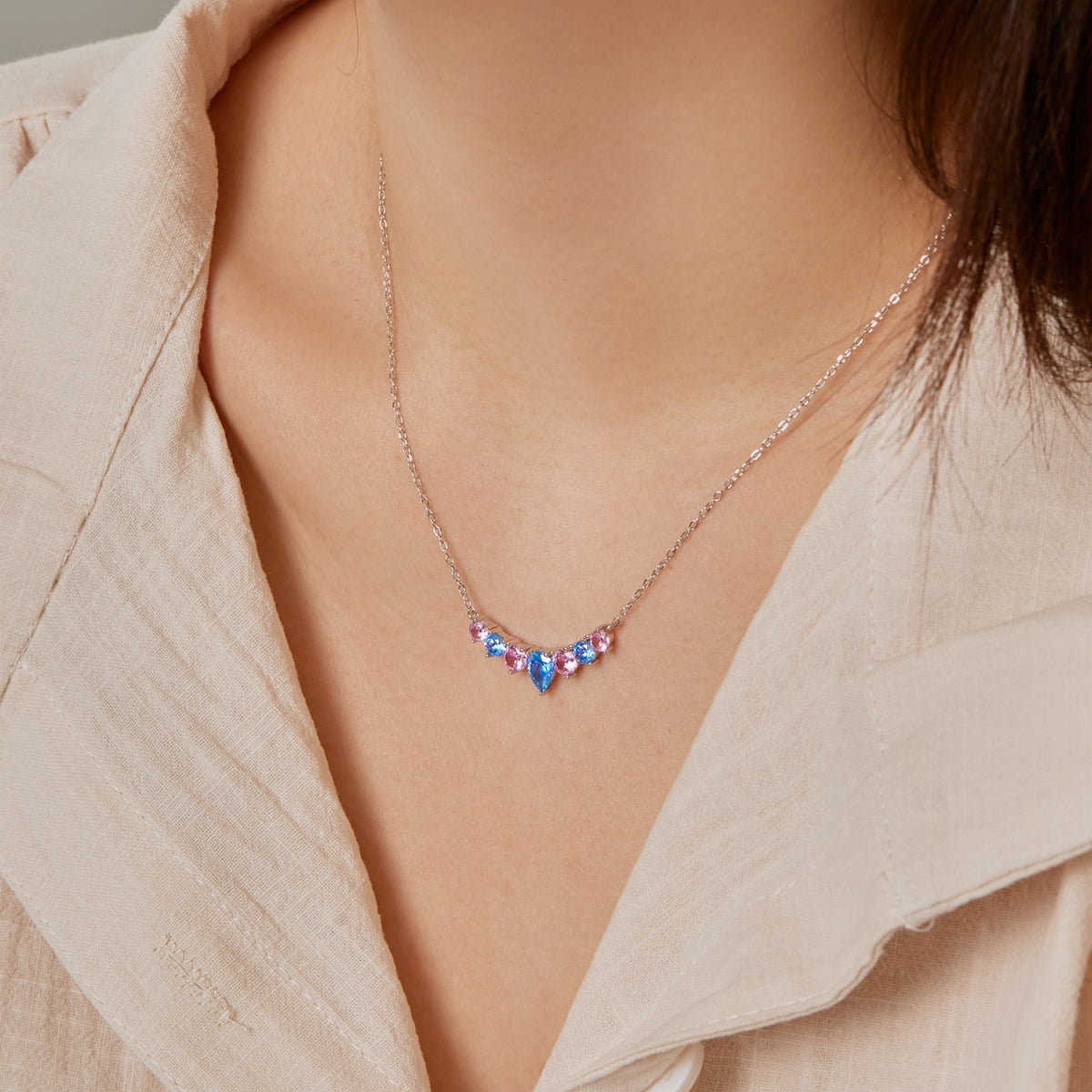 [LUXE]Dainty Colorful Heart Necklace